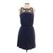 Maurices Casual Dress - Mini Crew Neck Sleeveless: Blue Solid Dresses - Women's Size Large