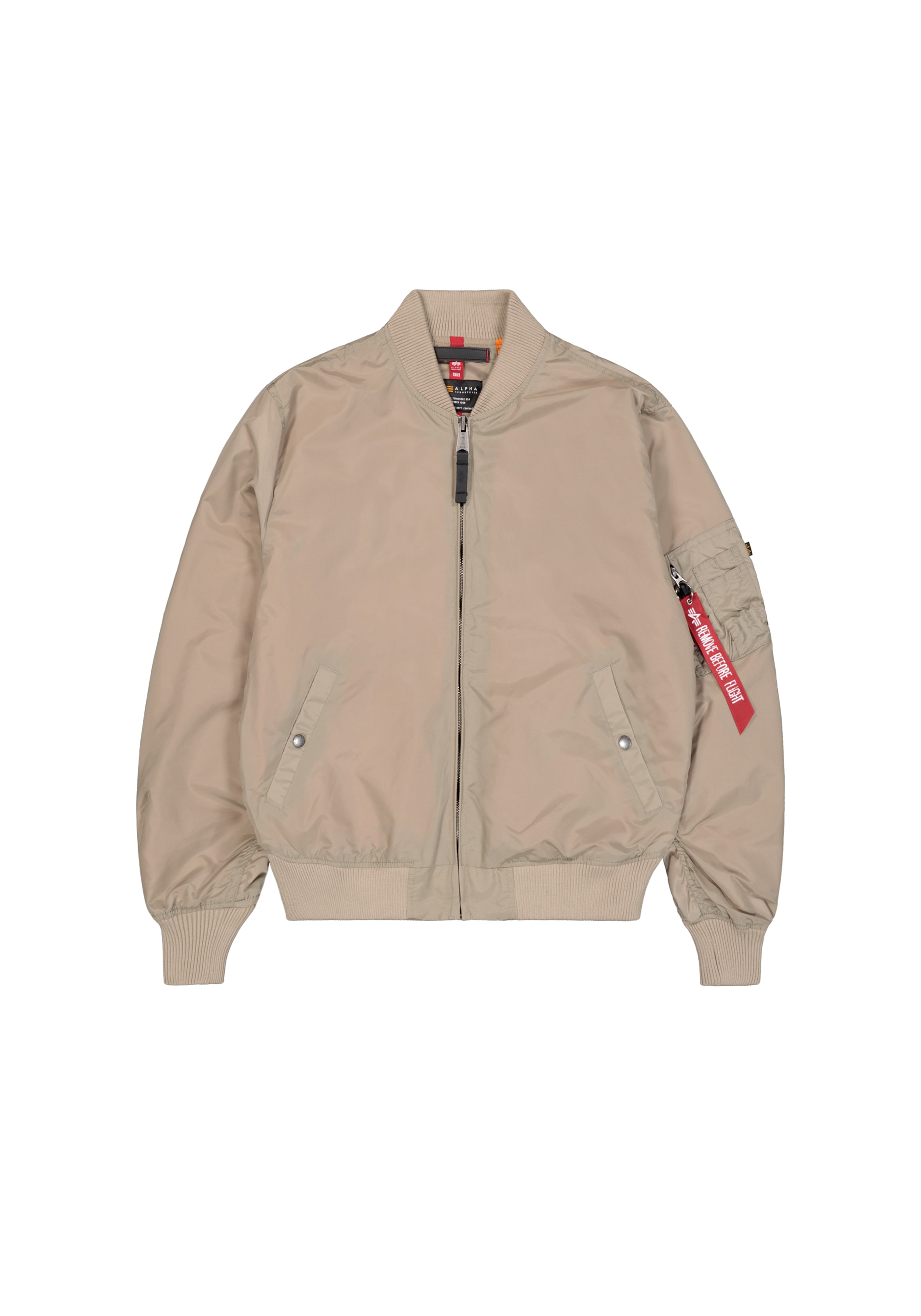 Bomberjacke ALPHA INDUSTRIES "MA-1 TT Light", Herren, Gr. S, beige (vintage sand), Obermaterial: 100% Nylon, Futter: 100% Nylon, Jacken Bomberjacke