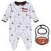 Newborn & Infant WEAR by Erin Andrews White Cleveland Browns Sleep Play Full-Zip Sleeper Bib Set