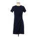 Banana Republic Casual Dress - Shift High Neck Short sleeves: Blue Print Dresses - Women's Size X-Small