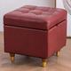 HEDMAI Storage Footstool, Ottoman Leather Foot Stool Living Room Bedroom 4 Legs Solid Wood Square Footrest Is Load-Bearing And Wear-Resistant H 15.74IN,Red