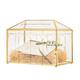NCYP Gold Glass Cards Box with Slot and Lock for Wedding Reception - 12.6x5.9x9 Inches - Geometric Vintage Glass Box for Envelops, Wishwell - Wedding Party Decor, Large (Glass Box Only)