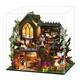 DIY Miniature Dollhouse Kit Toys Magical Enchanted Hut Building Model with Dust Cover and Music 3D Wooden Puzzle Home Decoration (With dust cover)