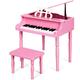 COSTWAY 30 Keys Kids Piano, Classical Toddler Mini Grand Pianos with Bench and Music Stand, Musical Instrument Toy Gift for Boys Girls (Pink)