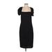 Alexia Admor Casual Dress - Party Square Short sleeves: Black Solid Dresses - Women's Size 1