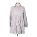 Zara Casual Dress - Mini Collared Long sleeves: Gray Solid Dresses - Women's Size Medium