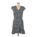J.Crew Mercantile Casual Dress - Mini V-Neck Short sleeves: Black Print Dresses - Women's Size 8