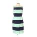 Luxology Casual Dress - Midi: Teal Stripes Dresses - Women's Size 12