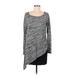 White House Black Market Casual Dress - Shift Scoop Neck Long sleeves: Gray Color Block Dresses - Women's Size Medium