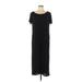 Forever 21 Casual Dress - Midi Scoop Neck Short sleeves: Black Solid Dresses - Women's Size Large