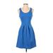 J.Crew Casual Dress - A-Line Scoop Neck Sleeveless: Blue Print Dresses - Women's Size 0