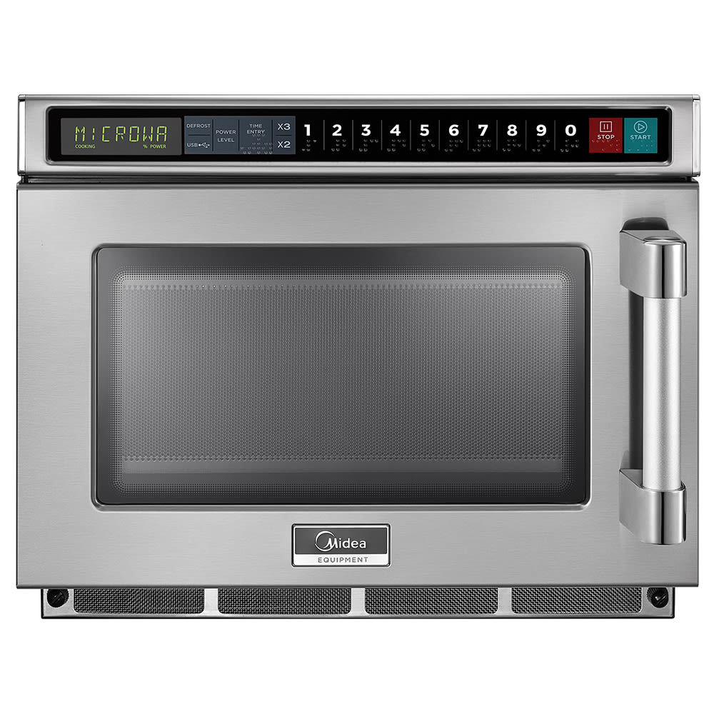 Midea 1817G1A 1800w Commercial Microwave w/ Touch Pad - 208v, Braille Touchpad Control, Stainless Steel