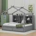 Gracie Oaks Audria Bookcase Bed Wood in Gray | 70 H x 64.8 W x 79.5 D in | Wayfair 2CA54824918B4D81A39E8A19E6FFDB56