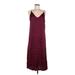 Gap Casual Dress - Midi V Neck Sleeveless: Burgundy Print Dresses - Women's Size 8