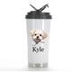 Personalised Maltese Dog Breed Thermos Stainless Steel Coffee Travel Mugs with Handles, Pet Dog Mug