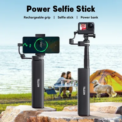 TELESIN TE-CSS-001 Selfie Stick QC/PD3.0 fast charging Power Selfie Stick 90CM Telescoping Selfie Pole with 1/4 Inch Screw