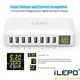 ILEPO USB Charger with LED Digital Display 40W 8A Max 2.4A 8-Ports USB Hub Charger for iPhone iPad