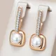Kinel Vintage Pearl Drop Earrings For Women 585 Rose Gold Color Bride Wedding Accessories High