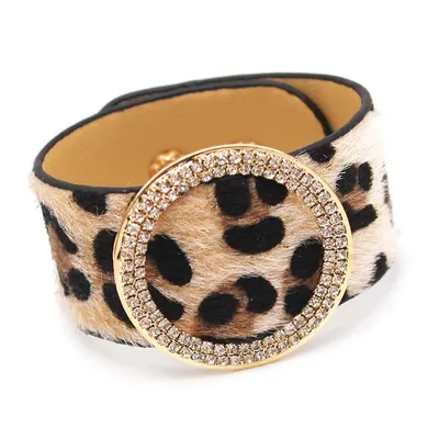 Punk Leopard Leather Bracelets for Women 2021 Fashion Bracelets & Bangles Elegant Multilayer Wide Wrap Bracelet Jewelry