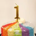 1Pcs Happy Birthday Number Cake Candles 0 1 2 3 4 5 6 7 8 9 Cake Topper Gold Sliver Black Birthday