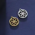 Skyrim 5pcs/lot 10mm Small Flower of Life Charms for Jewelry Making Stainless Steel Gold Color DIY