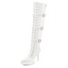 Overkneestiefel "High-Heel-Stiefelette mit Plateau", Damen, Gr. 41, weiß, Lacklederimitat, LASCANA BELLE AFFAIRE, glänzend, unifarben, sexy, Schuhe Reißverschlussstiefel Schnürstiefel High Heel Stiefel Overknee-Stiefel, erotische Lack-Optik, mit...