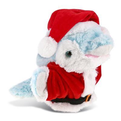 DolliBu Santa Dolphin Stuffed Animal Plush Hand Puppet w/ Santa Outfit - 12 inches