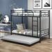 Twin-Over-Twin Metal Bunk Bed With Trundle,Can be Divided into two beds,No Box Spring needed