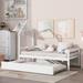 Twin Wooden Daybed with trundle, Twin House-Shaped Headboard bed with Guardrails