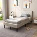 Costway Upholstered Platform Bed Twin Size Button Tufted Headboard