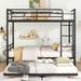 Metal Bunk Bed with Trundle, Full Over Full/Full XL Over Queen Bunk Bed Frae with Ladder and Safety Guard Rails for Kids Teens