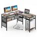 L-Shaped Computer Desk with Charging Station and Adjustable Shelf-Gray - 48" x 20" x 29"