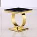 Black Gold end table with Square Top with metal U base