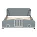 Full Race Car-Shaped Platform Bed with Wheels, Wood Platform Bed with Wheels for Kids and Toddlers, No Box Spring Needed, Gray