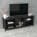 Wood Entertainment Center Large Class TV Stand Cabinet, TV Console Storage Media Console/ Entryway Tables/ TV Table, Black