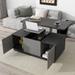 Modern Double Lift-top Coffee Table with Storage, Extendable Accent End Table Rectangle Dining Table for Livingroom