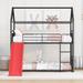 Playhouse Inspired Metal Twin Over Twin Bunk Bed House Bed Kids Bed with Roof