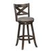 Curved Back Swivel Bar Stool with Leatherette Seat,Set of 2, Grey and Brown - 17.5”L x 17.5”W x 42.5”H