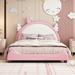 Wooden Full Size Upholstered Bed Platform Bed With Unicorn-Shape Headboard Kids Bed Princess Bed No Box Spring Needed, Pink