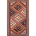 Vegetable Dye Geometric Kilim Qashqai Persian Vintage Wool Carpet - 4'10"x 8'1"