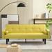 Convertible Sofa Bed Futon Recliner Loveseat Couch Modern Folding Couch Sleeper Set, Velvet Bench Sofa w/ Arm Pillows, Yellow