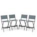 Outdoor Folding Bar Height Stool Set of 4 with Metal Frame and Footrest - 18" x 22.5" x 40"