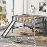 Low Loft Bed Toddler Bed Kids Bed with Slide and Ladder