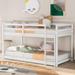Solid Wood Low Bedframe, with Ladder for Kids, Twin Over Twin Low Bunk Bed Children Bedroom Furniture, No Box Spring Needed