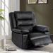 Manual Sofa Breathable Leather Massage Recliner Chair for Living Room, Black