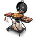 22 Inches 2 Layer Racks Barbecue Grill with Wheels for Outdoor Camping-Black - 53 " x 25" x 38"