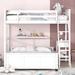 L-Shaped Bunk Bed with All-in-One Desk and Drawers, Up Bed with Safety Guardrail Down Bed with Wheels, Twin Over Full, White