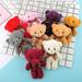 KAOU Plush Pendant Bear Shape Cute Face Lovely Mini Plush Conjoined Bear Toys Pendant Birthday Gift Pink