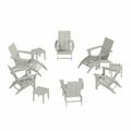 WestinTrends Ashore 12 Pieces Adirondack Chairs Set All Weather Poly Lumber Adirondack Chairs with Ottoman and Side Table Patio Conversation Outdoor Furniture Set Sand
