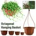 Plastic Planter Octagonal Hanging Basket Flowerpot Garden Plant Flowerpot Indoor And Outdoor Hanging Flowerpot With Hook